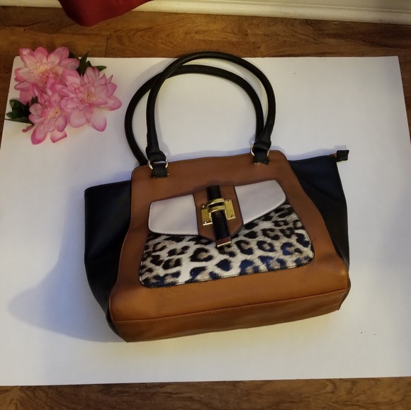 Leopard print satchel purse|Large - Picture 1 of 4